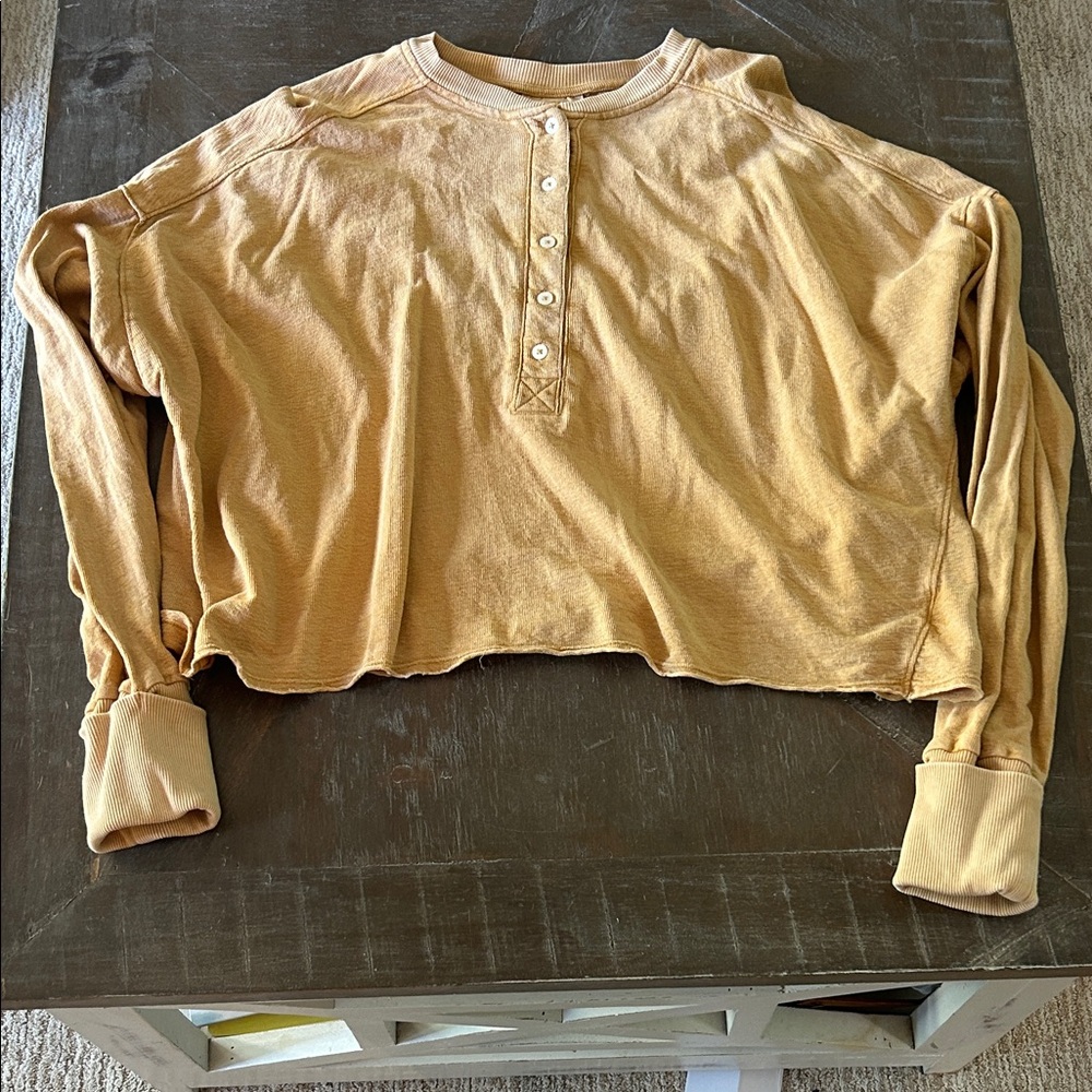 Universal Thread Tan Long Sleeve Henley Blouse